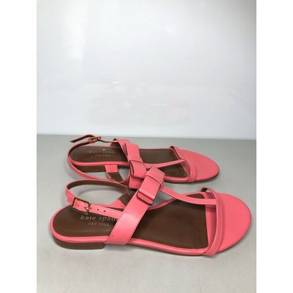 Kate Spade Hot Pink Leather Bow Open Toe Strap Sandals Women Sz 6.5MUS/37EU - Picture 1 of 16